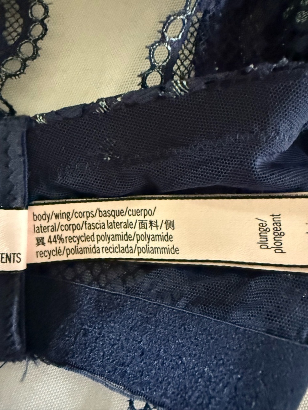 Victoria's Secret Navy Lace Plunge Underwire Bra with Gold Accent Size 44DD - Picture 11 of 12